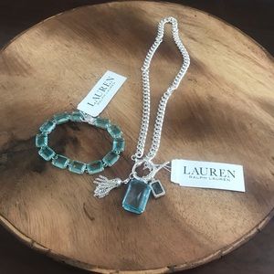 Lauren Ralph Lauren Silver Aqua Necklace Bracelet